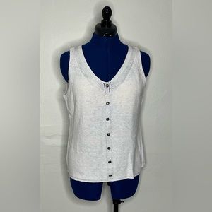 Nic + Zoe sleeveless button up sweater, size medium.